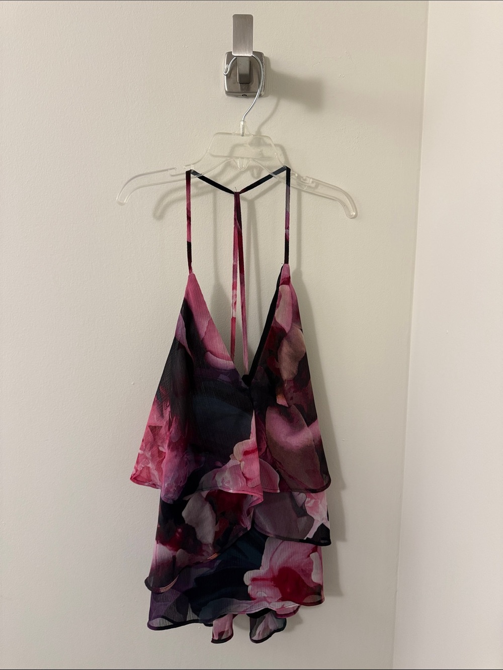 Express Pink Layered Ruffle Tank Top